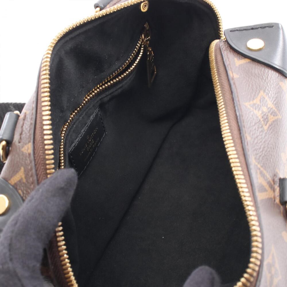 Louis Vuitton Leather Black Monogram Handbag Canvas Souple Malle Brown